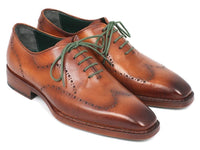 PAUL PARKMAN Paul Parkman Men's Wingtip Oxford Goodyear Welted Camel Brown (ID#87CML66)