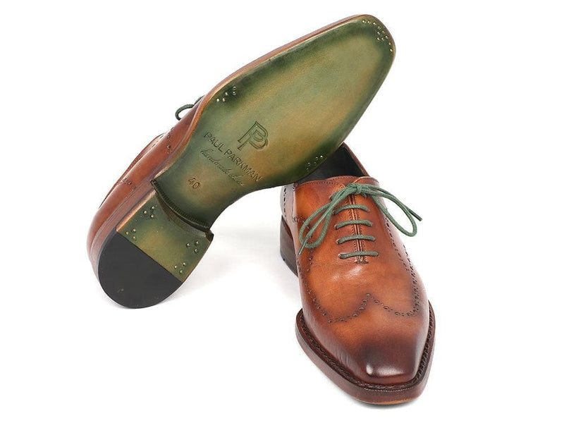 PAUL PARKMAN Paul Parkman Men's Wingtip Oxford Goodyear Welted Camel Brown (ID#87CML66)