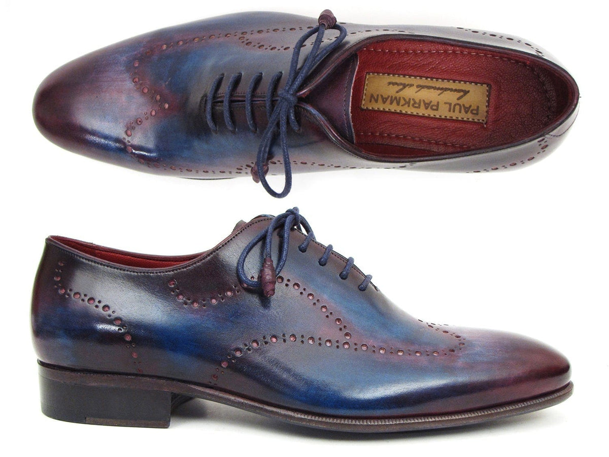 PAUL PARKMAN Paul Parkman Men's Wingtip Oxfords Blue & Purple (ID#741-PRP)