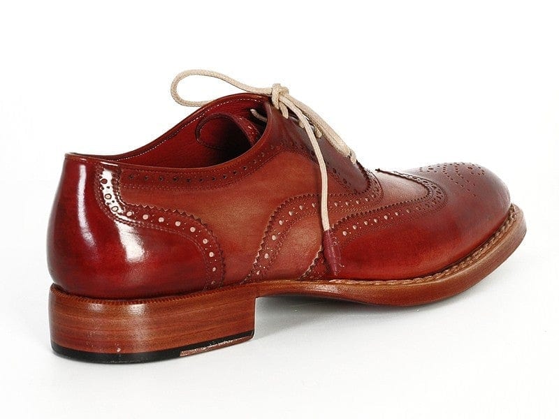 PAUL PARKMAN Paul Parkman Men's Wingtip Oxfords Bordeaux & Camel (ID#027B)