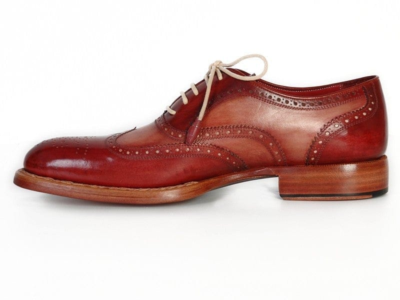 PAUL PARKMAN Paul Parkman Men's Wingtip Oxfords Bordeaux & Camel (ID#027B)