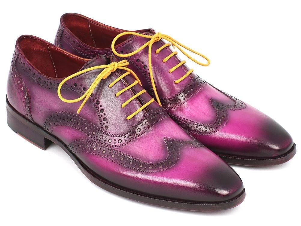 PAUL PARKMAN Paul Parkman Men's Wingtip Oxfords Lilac Handpainted Calfskin (ID#228-LIL)