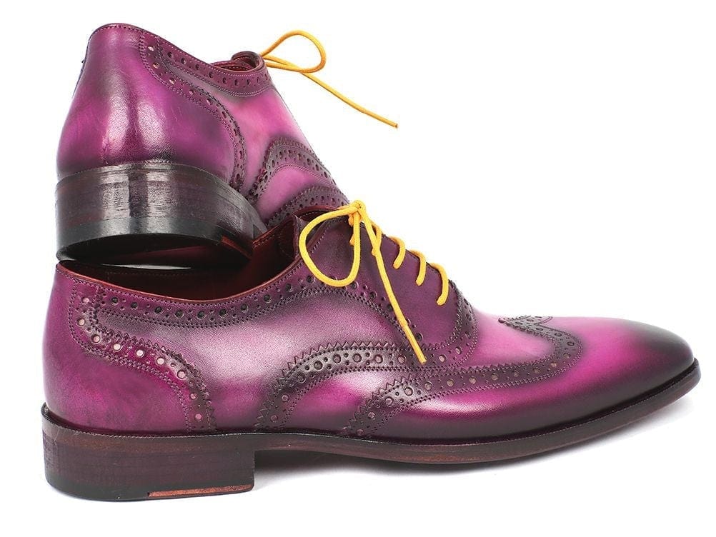 PAUL PARKMAN Paul Parkman Men's Wingtip Oxfords Lilac Handpainted Calfskin (ID#228-LIL)