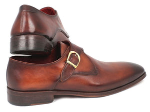 PAUL PARKMAN Paul Parkman Monkstrap Dress Shoes Brown & Camel (ID#011B44)