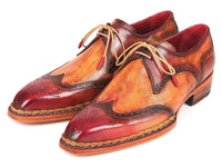 PAUL PARKMAN Paul Parkman Norwegian Welted Wingtip Derby Shoes Red & Camel (ID#8506-CML)