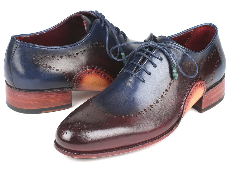 PAUL PARKMAN Paul Parkman Opanka Construction Blue & Bordeaux Oxfords (ID#726-BLU-BRD)