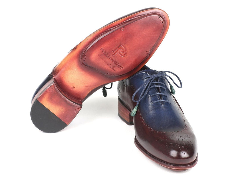 PAUL PARKMAN Paul Parkman Opanka Construction Blue & Bordeaux Oxfords (ID#726-BLU-BRD)