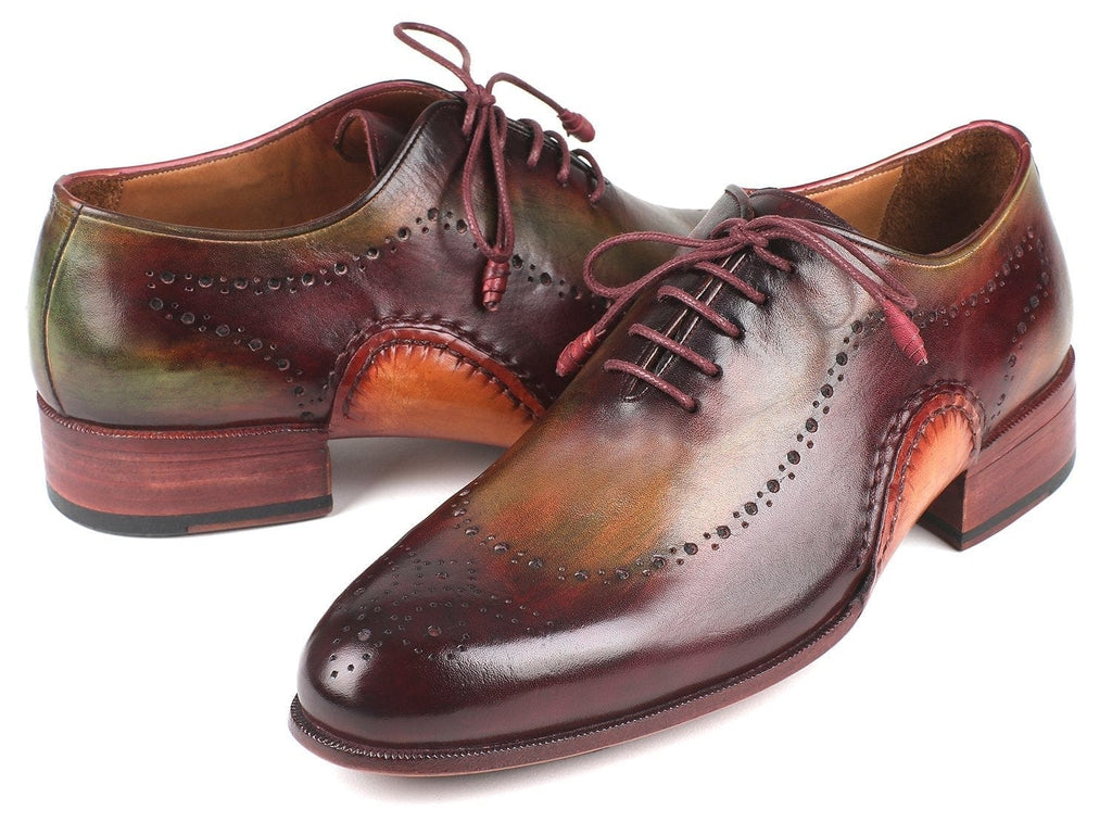 PAUL PARKMAN Paul Parkman Opanka Construction Green & Bordeaux Oxfords (ID#726-GRE-BOR)