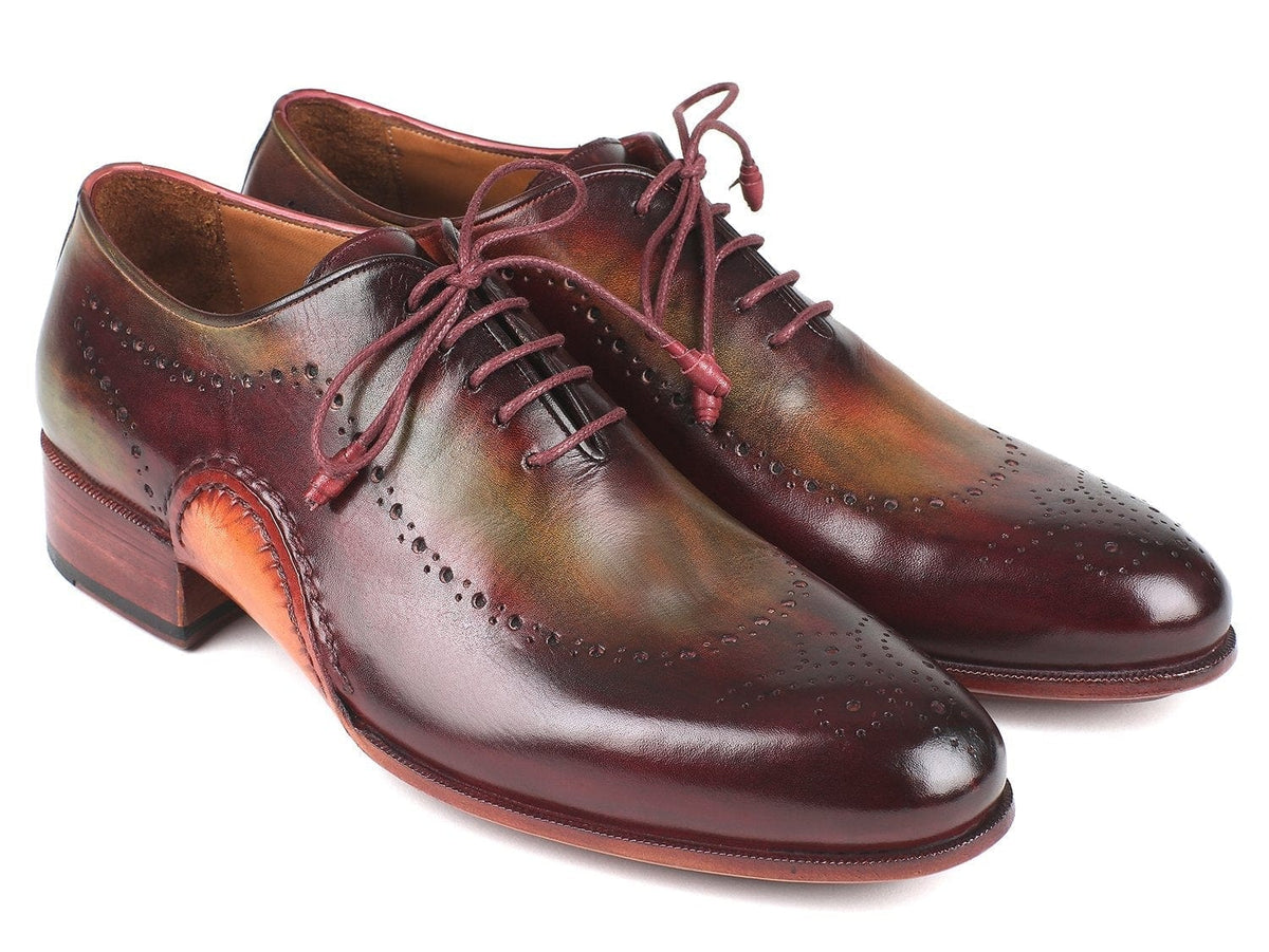 PAUL PARKMAN Paul Parkman Opanka Construction Green & Bordeaux Oxfords (ID#726-GRE-BOR)