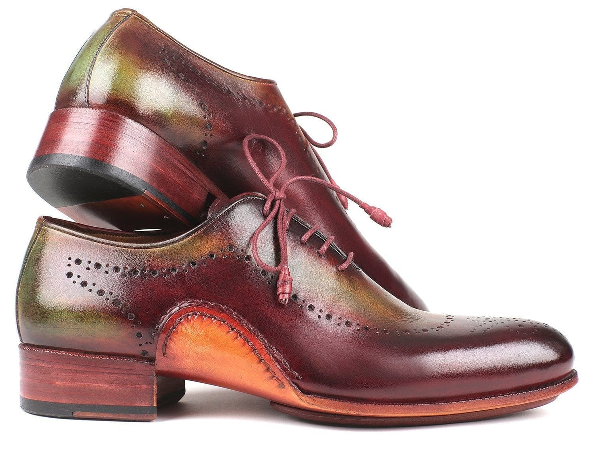 PAUL PARKMAN Paul Parkman Opanka Construction Green & Bordeaux Oxfords (ID#726-GRE-BOR)