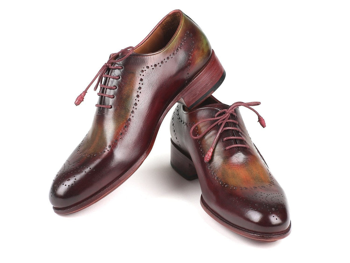 PAUL PARKMAN Paul Parkman Opanka Construction Green & Bordeaux Oxfords (ID#726-GRE-BOR)