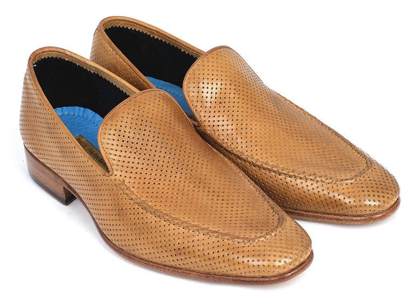 PAUL PARKMAN Paul Parkman Perforated Leather Loafers Beige  (ID#874-BEJ)