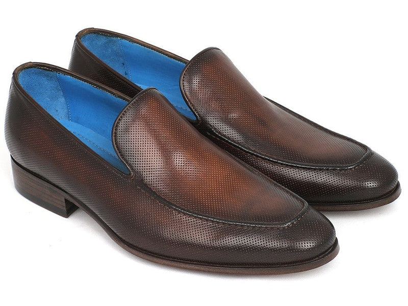 PAUL PARKMAN Paul Parkman Perforated Leather Loafers Brown (ID#874-BRW)