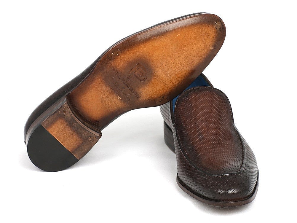PAUL PARKMAN Paul Parkman Perforated Leather Loafers Brown (ID#874-BRW)