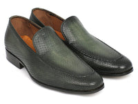 PAUL PARKMAN Paul Parkman Perforated Leather Loafers Green (ID#874-GRN)