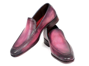 PAUL PARKMAN Paul Parkman Perforated Leather Loafers Purple (ID#874-PURP)