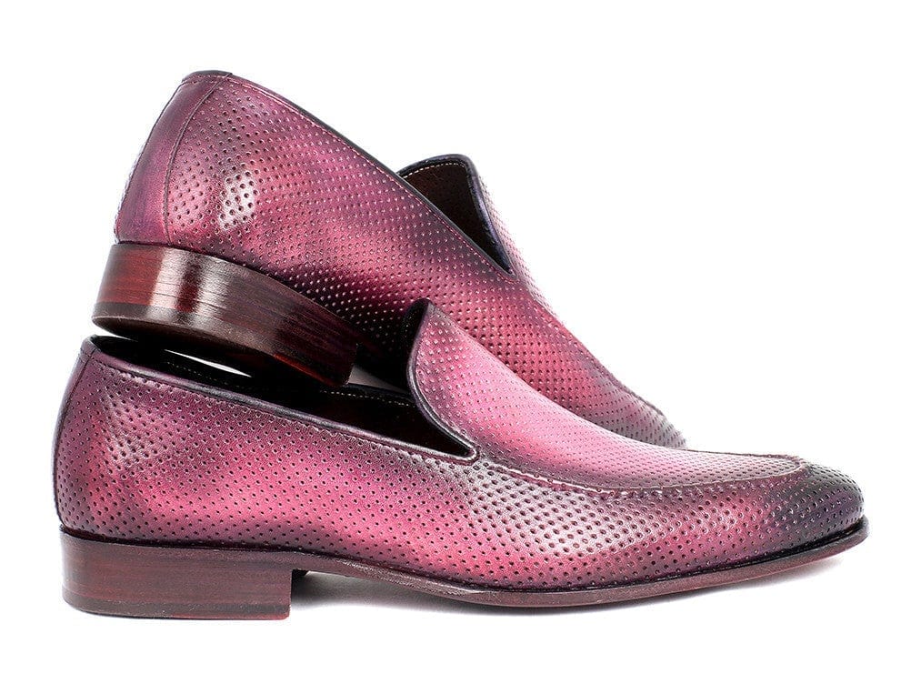 PAUL PARKMAN Paul Parkman Perforated Leather Loafers Purple (ID#874-PURP)
