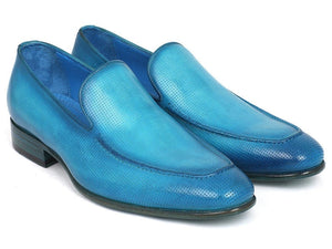 PAUL PARKMAN Paul Parkman Perforated Leather Loafers Turquoise (ID#874-TRQ)