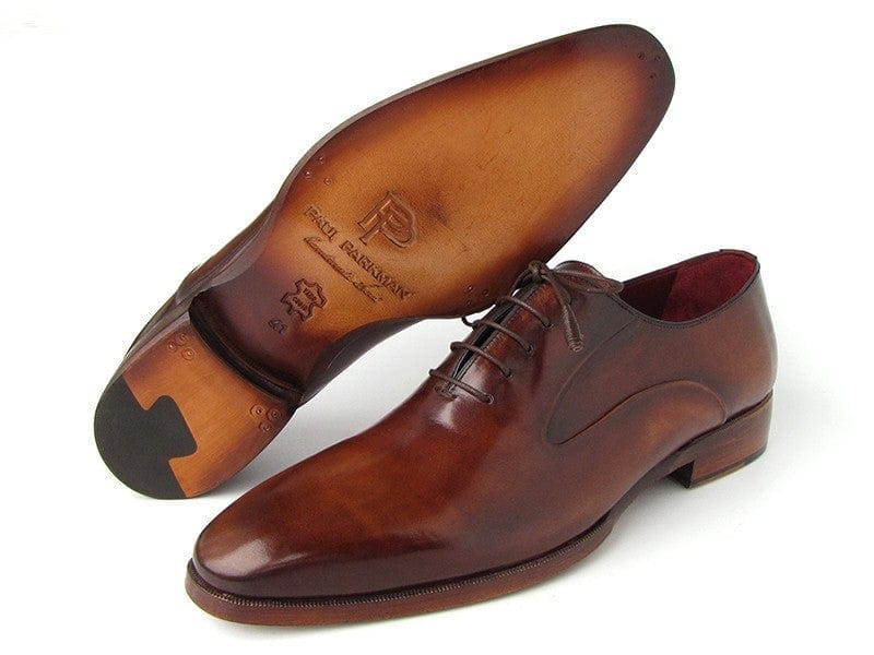 PAUL PARKMAN Paul Parkman Plain Toe Brown Calfskin Oxfords (ID#019-BRW)