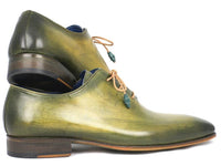 PAUL PARKMAN Paul Parkman Plain Toe Wholecut Oxfords Green Hanpainted Leather (ID#755-GRN)