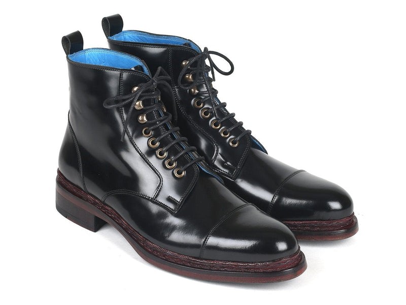 PAUL PARKMAN Paul Parkman Polished Leather Boots Black (ID#5075-BLK)