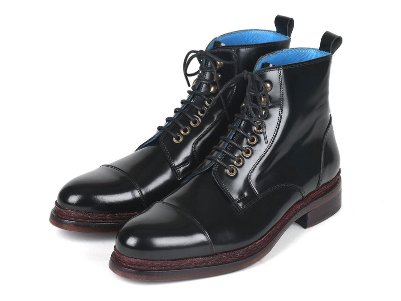 PAUL PARKMAN Paul Parkman Polished Leather Boots Black (ID#5075-BLK)