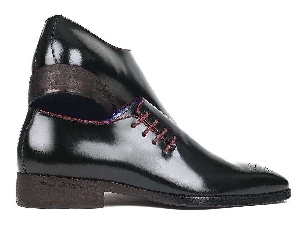 PAUL PARKMAN Paul Parkman Side Lace Oxfords Black Polished Leather (ID#981X65)