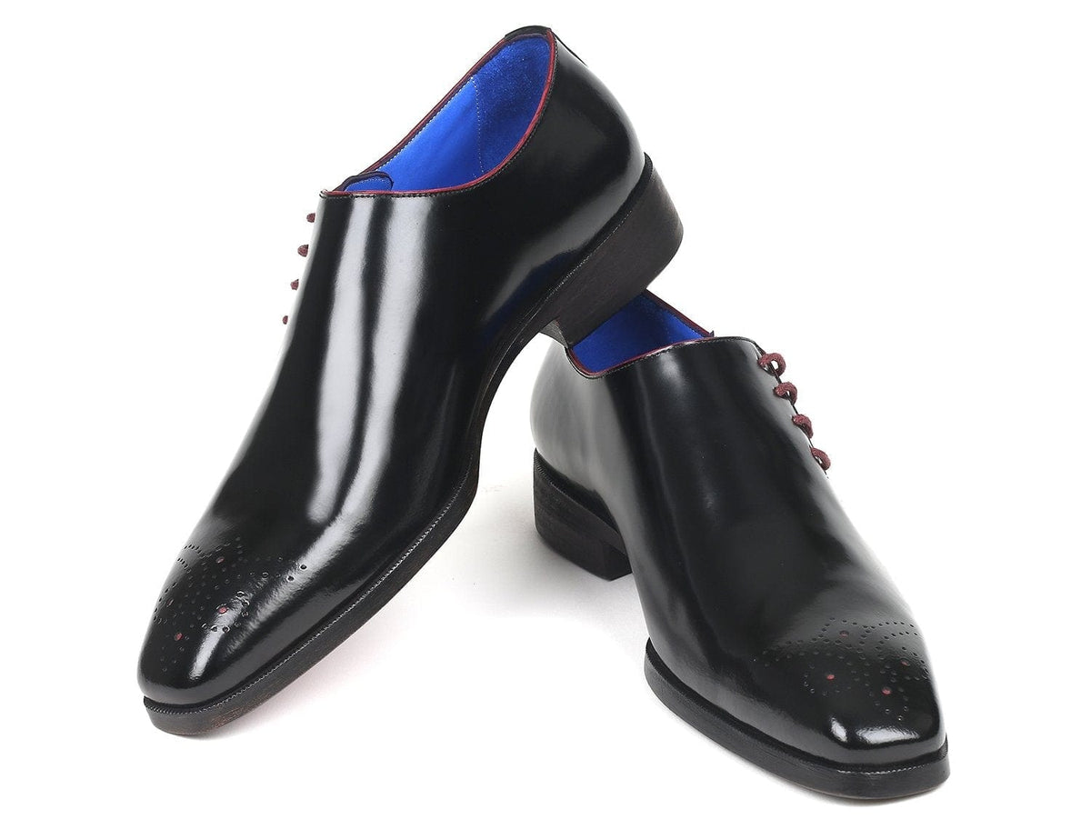 PAUL PARKMAN Paul Parkman Side Lace Oxfords Black Polished Leather (ID#981X65)