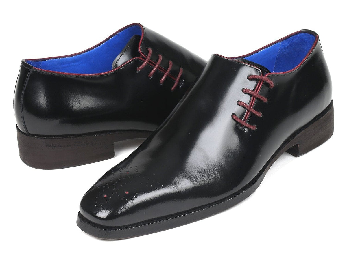 PAUL PARKMAN Paul Parkman Side Lace Oxfords Black Polished Leather (ID#981X65)