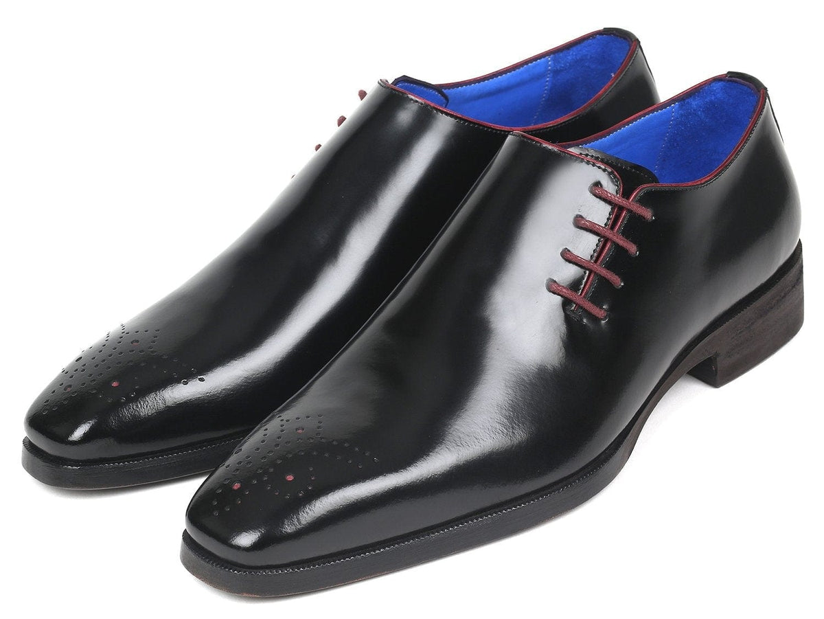 PAUL PARKMAN Paul Parkman Side Lace Oxfords Black Polished Leather (ID#981X65)