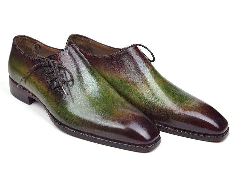 PAUL PARKMAN Paul Parkman Side Lace Oxfords Green & Bordeaux (ID#885F74)