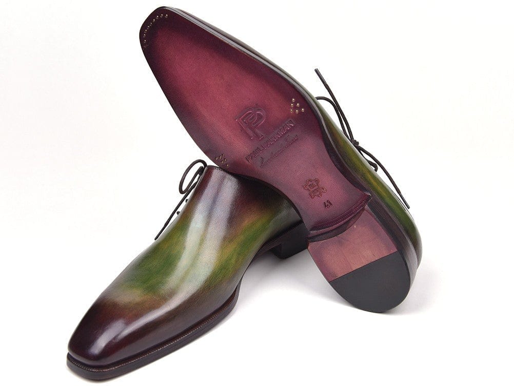 PAUL PARKMAN Paul Parkman Side Lace Oxfords Green & Bordeaux (ID#885F74)