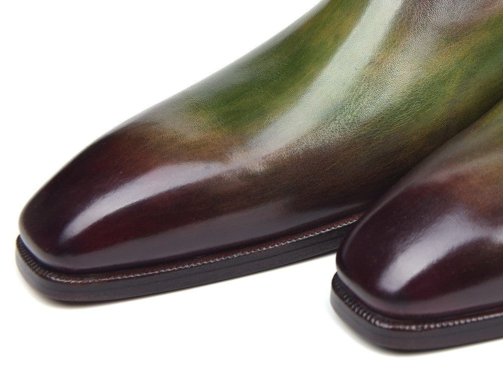 PAUL PARKMAN Paul Parkman Side Lace Oxfords Green & Bordeaux (ID#885F74)