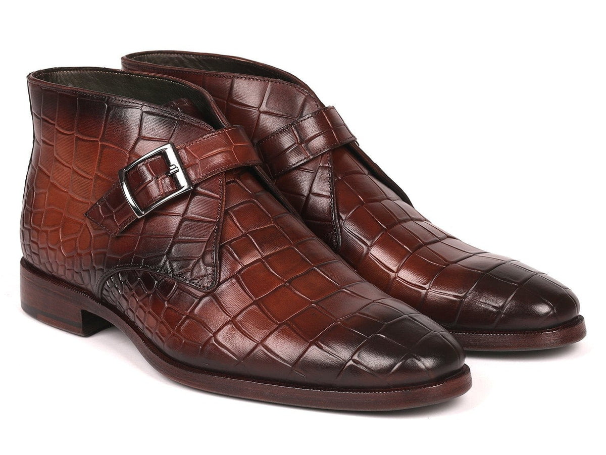 PAUL PARKMAN Paul Parkman Single Monk Strap Ankle Boots Brown (ID#8638-BRW)