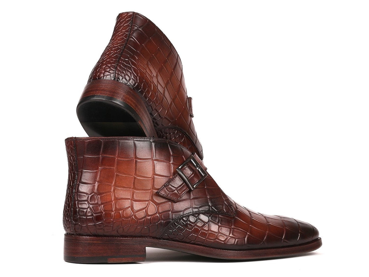 PAUL PARKMAN Paul Parkman Single Monk Strap Ankle Boots Brown (ID#8638-BRW)