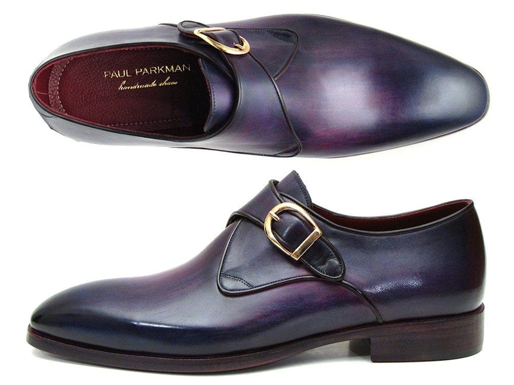 PAUL PARKMAN Paul Parkman Single Monkstrap Shoes Purple Leather (ID#DW754T)