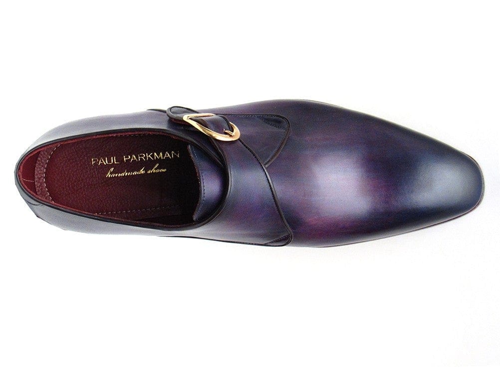 PAUL PARKMAN Paul Parkman Single Monkstrap Shoes Purple Leather (ID#DW754T)
