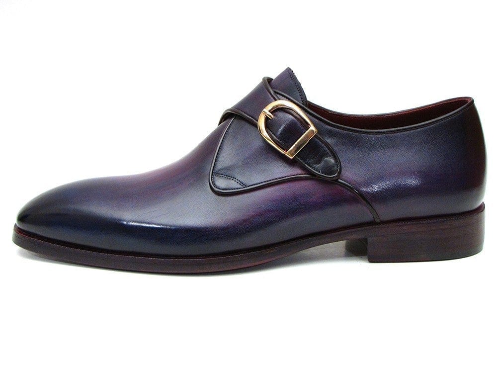 PAUL PARKMAN Paul Parkman Single Monkstrap Shoes Purple Leather (ID#DW754T)