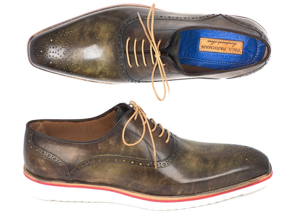 PAUL PARKMAN Paul Parkman Smart Casual Oxford Shoes For Men Army Green (ID#184SNK-GRN)