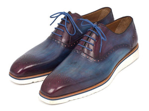 PAUL PARKMAN Paul Parkman Smart Casual Oxford Shoes For Men Blue & Purple (ID#184SNK-BLU)