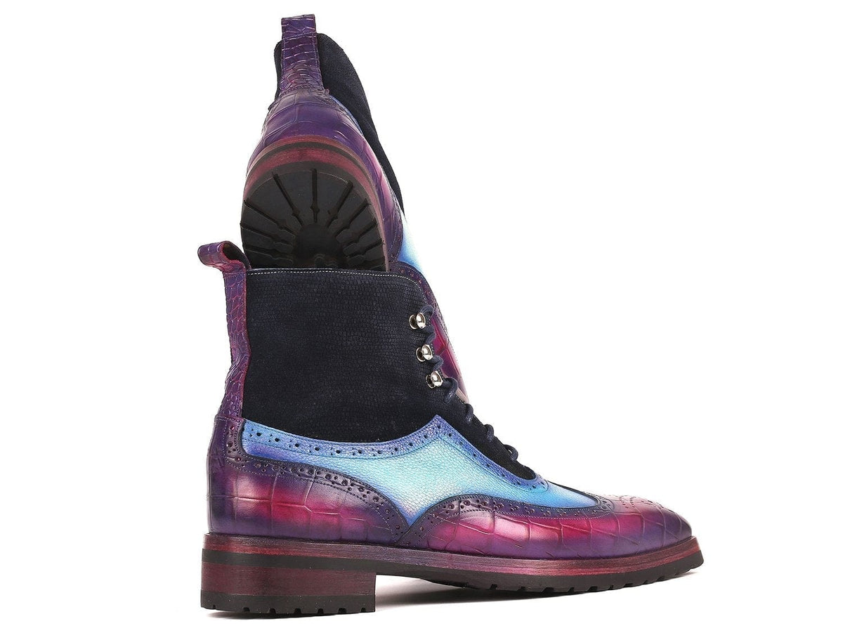 PAUL PARKMAN Paul Parkman Three Tone Wingtip Boots Rubber Sole (ID#9736PTN)