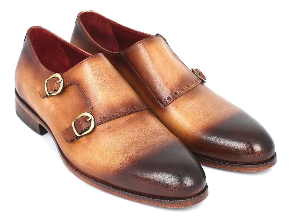 PAUL PARKMAN Paul Parkman Two Tone Double Monkstrap Shoes (ID#HT54-CML)