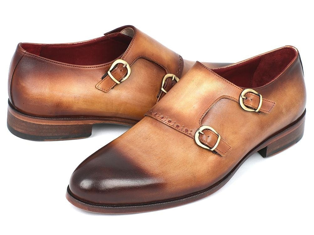 PAUL PARKMAN Paul Parkman Two Tone Double Monkstrap Shoes (ID#HT54-CML)