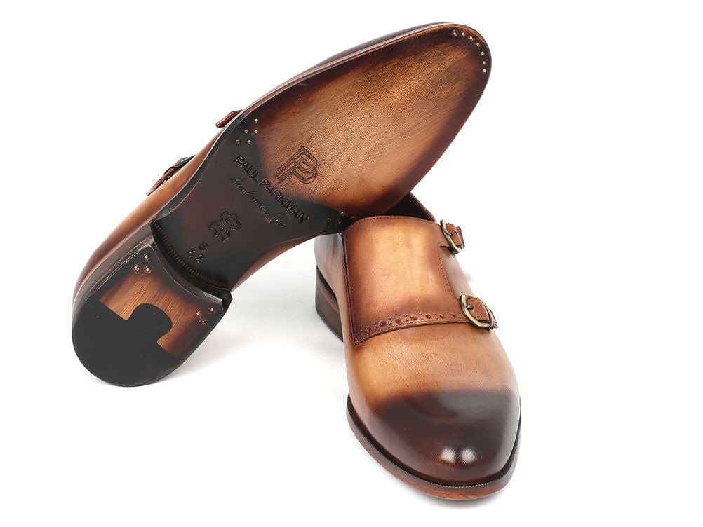PAUL PARKMAN Paul Parkman Two Tone Double Monkstrap Shoes (ID#HT54-CML)