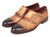 PAUL PARKMAN Paul Parkman Two Tone Double Monkstrap Shoes (ID#HT54-CML)