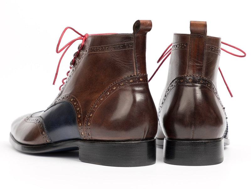 PAUL PARKMAN Paul Parkman Wingtip Ankle Boots Dual Tone Brown & Blue (ID#777-BRW-BLU)