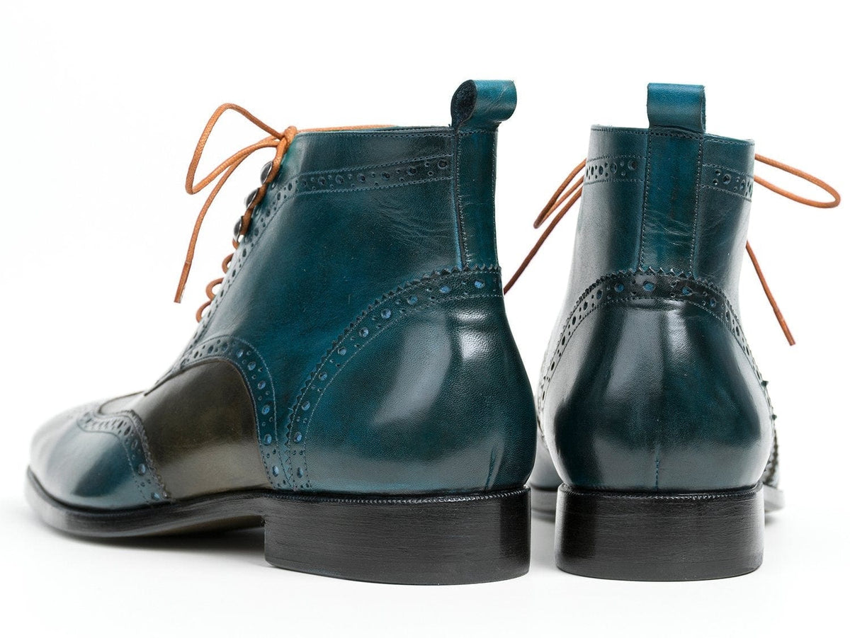 PAUL PARKMAN Paul Parkman Wingtip Ankle Boots Dual Tone Green & Blue (ID#PT777GRN)