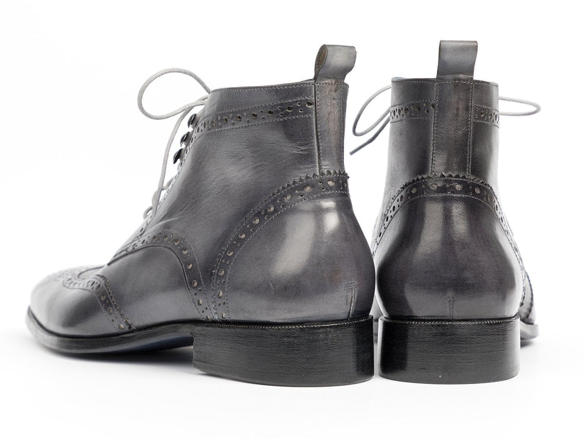 PAUL PARKMAN Paul Parkman Wingtip Ankle Boots Gray Hand-Painted (ID#777-GRAY)