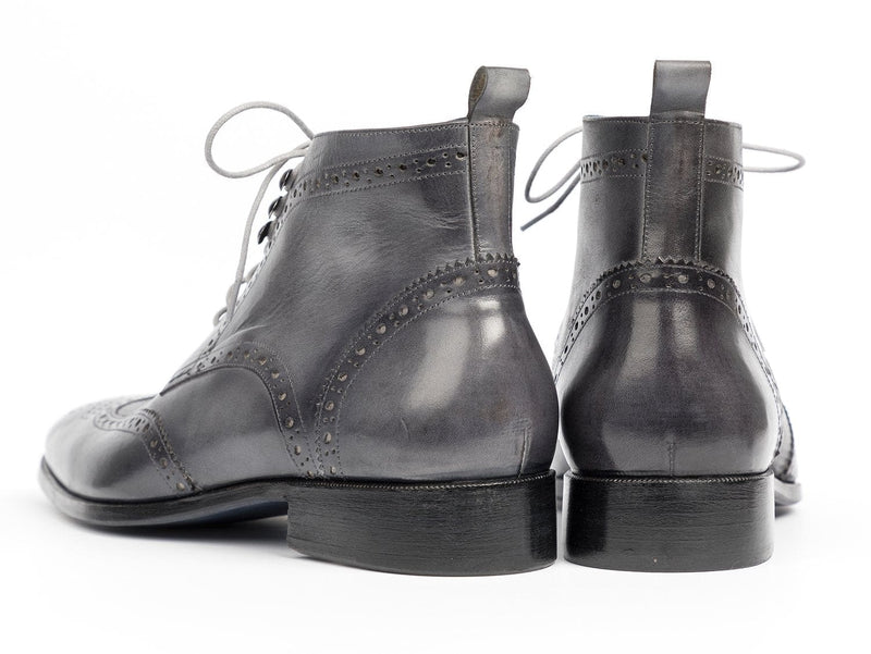 PAUL PARKMAN Paul Parkman Wingtip Ankle Boots Gray Hand-Painted (ID#777-GRAY)