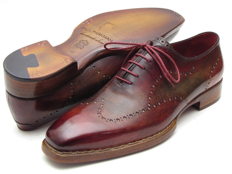 PAUL PARKMAN Paul Parkman Wingtip Oxford Goodyear Welted Bordeaux & Camel (ID#087LX)